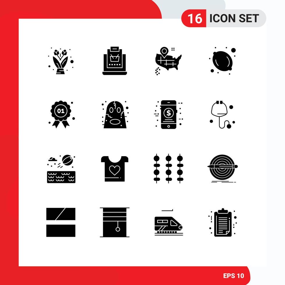 ensemble de 16 symboles d'icônes d'interface utilisateur modernes signes pour le canada emplacement de badge prix alimentaire éléments de conception vectoriels modifiables vecteur