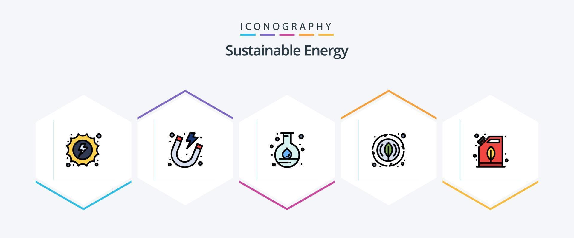 pack d'icônes de 25 lignes remplies d'énergie durable, y compris électrique. plante. énergie. la nature. énergie vecteur