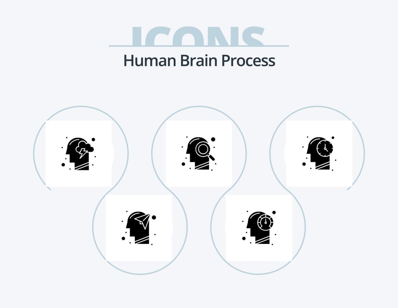 pack d'icônes de glyphe de processus de cerveau humain 5 conception d'icônes. pensée. diriger. pensée. énergie. Humain vecteur