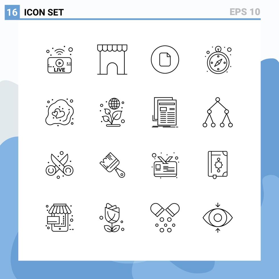 16 contours vectoriels thématiques et symboles modifiables d'œufs décoratifs document navigation boussole éléments de conception vectoriels modifiables vecteur