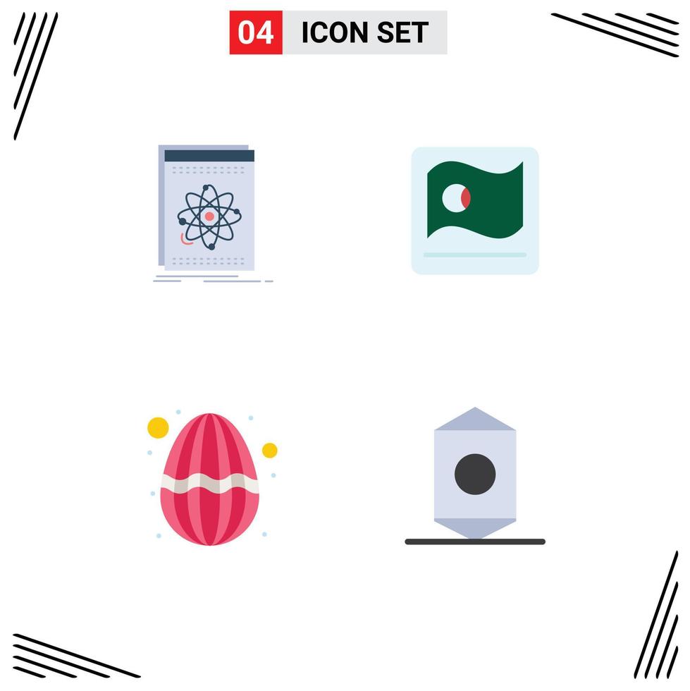 pack de 4 signes et symboles d'icônes plates modernes pour les supports d'impression Web tels que le drapeau de la plate-forme de pâques api éléments de conception vectoriels modifiables pour les vacances vecteur