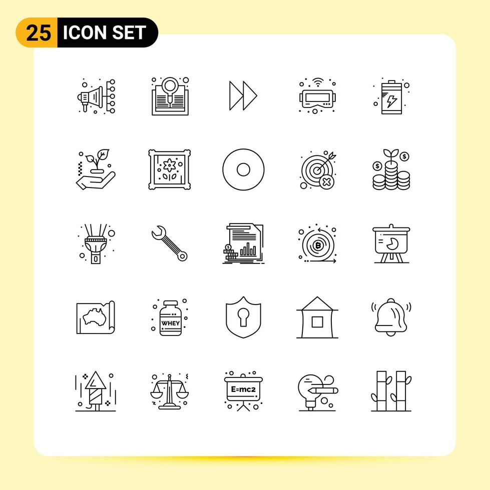 concept de 25 lignes pour les sites Web mobiles et les applications charge à la main lunettes de batterie avant éléments de conception vectoriels modifiables vecteur