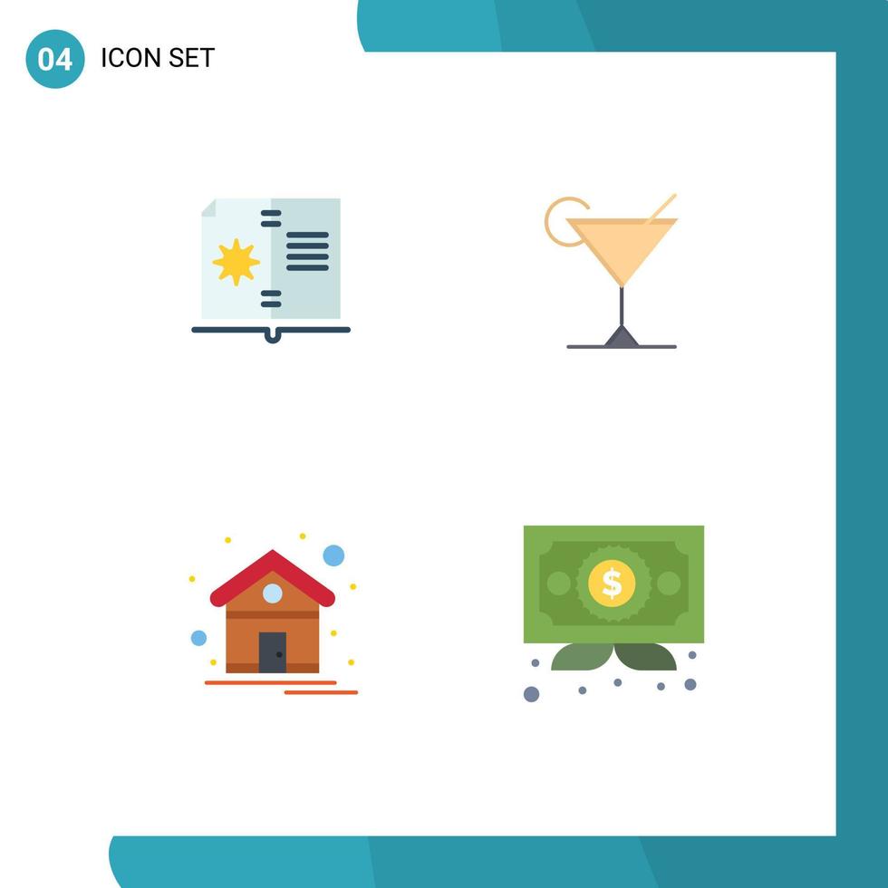 ensemble de 4 symboles d'icônes d'interface utilisateur modernes signes pour la page d'accueil du livre instruction citron affaires éléments de conception vectoriels modifiables vecteur