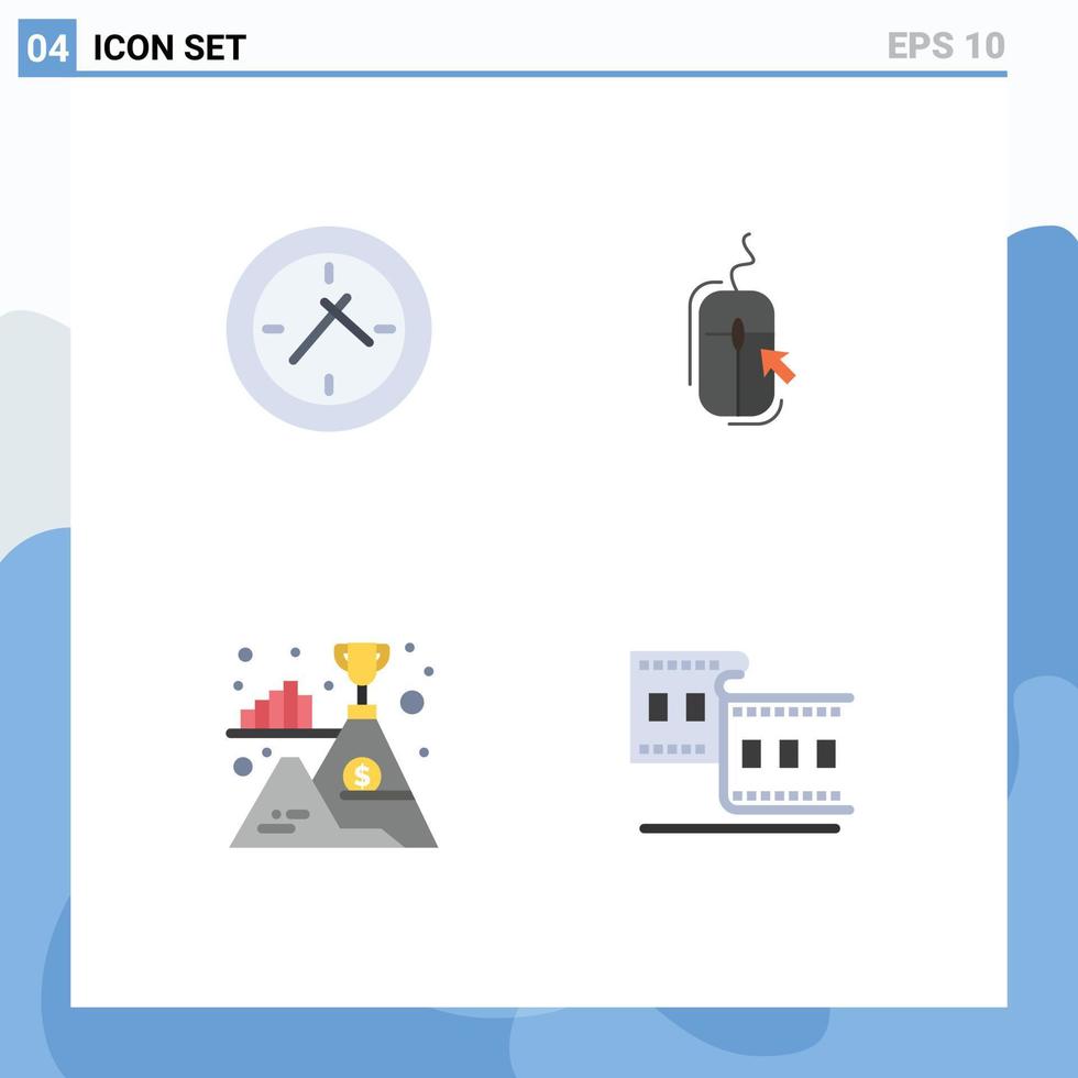 4 icônes plates vectorielles thématiques et symboles modifiables des éléments de conception vectoriels modifiables gagnants en ligne de souris de montagne de cinéma vecteur
