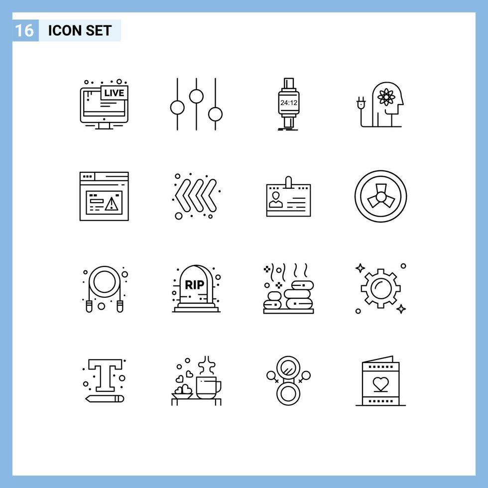 16 icônes créatives signes et symboles modernes de l'esprit renforçant la capacité de la montre intelligente éléments de conception vectoriels modifiables android vecteur
