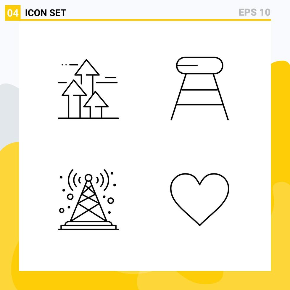 4 icônes créatives signes et symboles modernes de flèches antenne vers l'avant station de boisson éléments de conception vectoriels modifiables vecteur