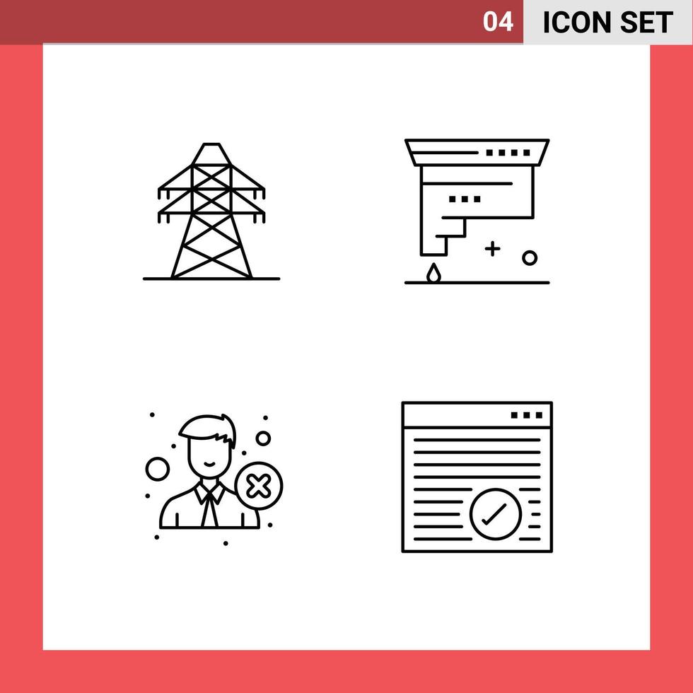 4 icônes créatives signes et symboles modernes de suppression électrique bureau de conception de tour de transmission éléments de conception vectoriels modifiables vecteur