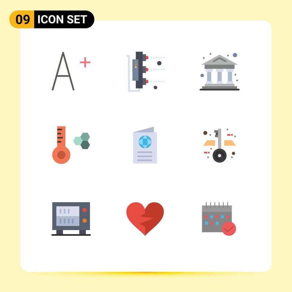 9 concept de couleur plate pour les sites Web mobiles et applications architecture passeport argent carte d'identité éléments de conception vectoriels modifiables vecteur