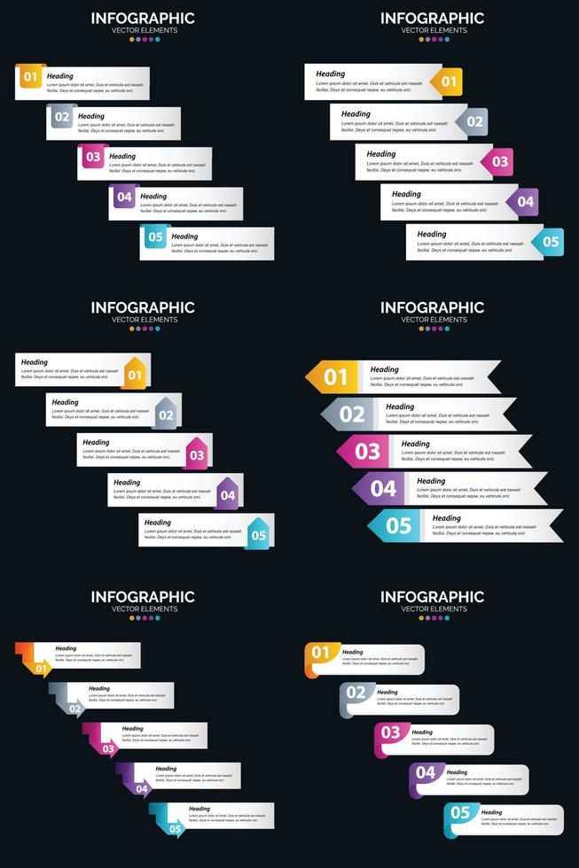 dynamisez votre entreprise avec six infographies vectorielles dans vos présentations vecteur