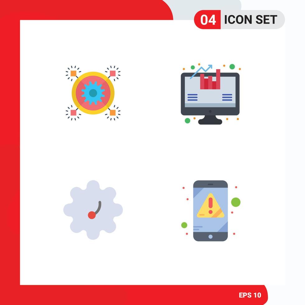 pack d'interface utilisateur de 4 icônes plates de base d'éléments de conception vectoriels modifiables d'erreur d'analyse pertinente de légumes marketing vecteur