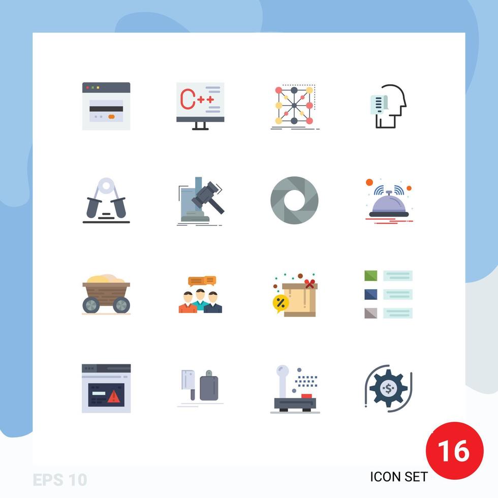 16 signes universels de couleur plate symboles de programmation de liste de calendrier paquet modifiable de groupe humain d'éléments de conception de vecteur créatif