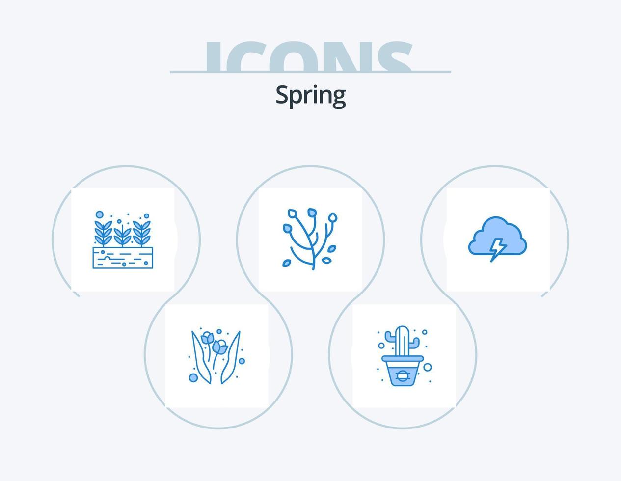 pack d'icônes bleu printemps 5 conception d'icônes. la nature. Puissance. récolte. fleur de printemps. fleur d'anémone vecteur
