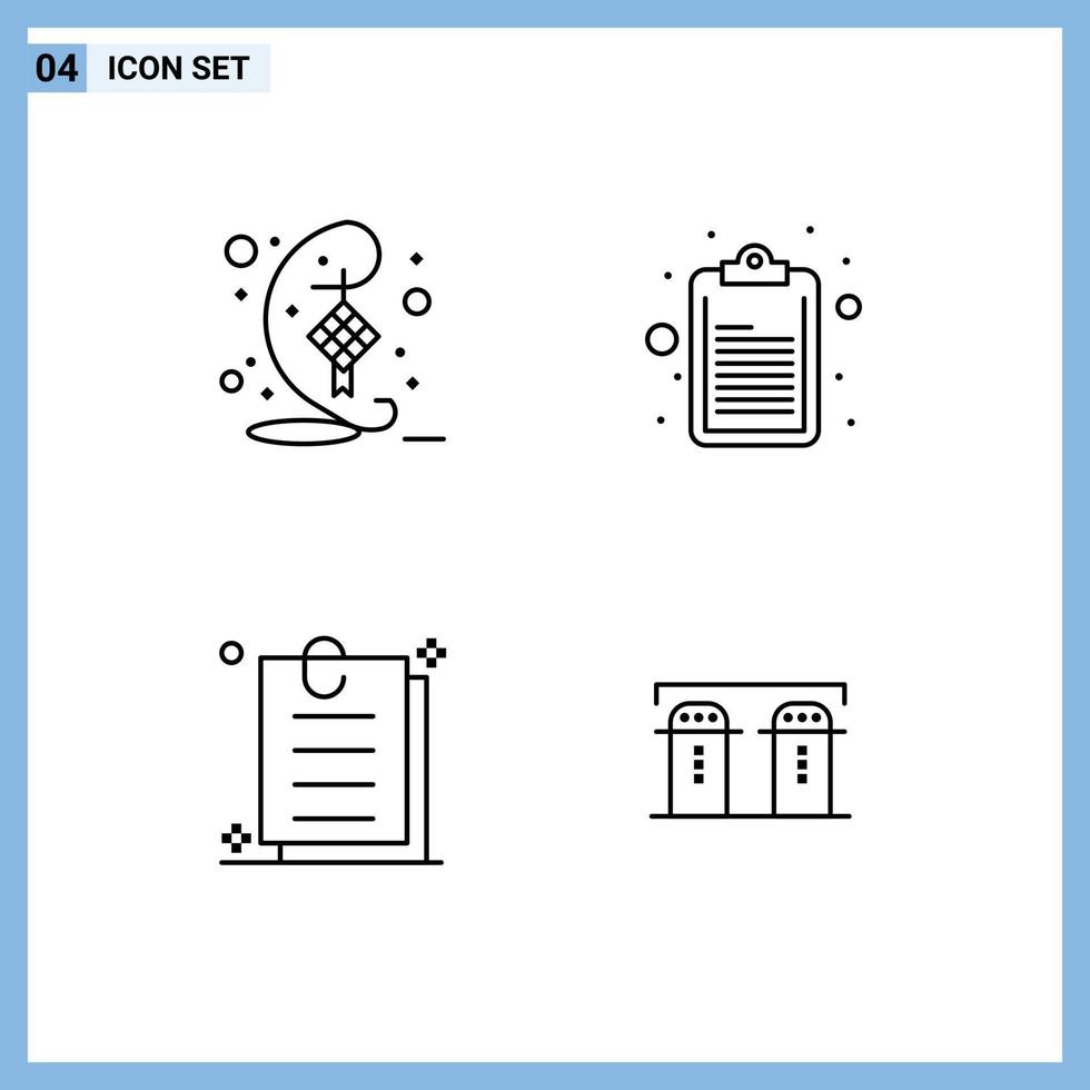 ensemble de pictogrammes de 4 couleurs plates simples remplies de papier de décoration hari raya note papier éléments de conception vectoriels modifiables vecteur