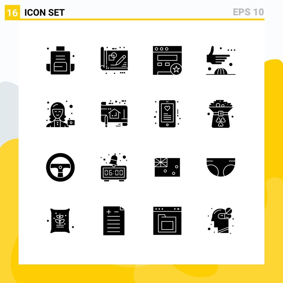 pack de glyphes solides de 16 symboles universels d'éléments de conception vectoriels modifiables du site Web de l'accord de dessin mondial international vecteur