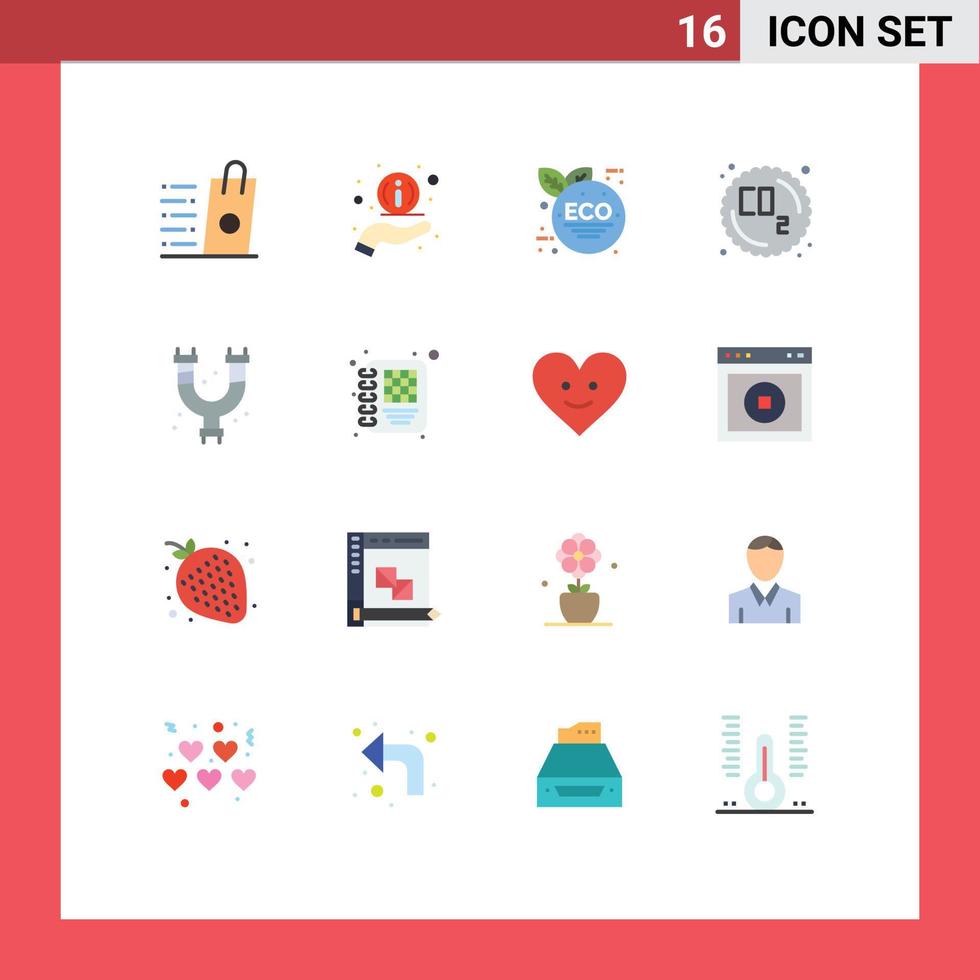 interface mobile jeu de couleurs plates de 16 pictogrammes de plombier mécanique éco vert gaz résiduaire pack modifiable d'éléments de conception de vecteur créatif