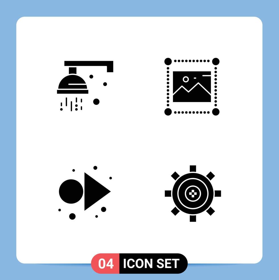 pack de lignes vectorielles modifiables de 4 glyphes solides simples d'éléments de conception vectoriels modifiables à droite du graphique médical de la flèche de la salle de bain vecteur