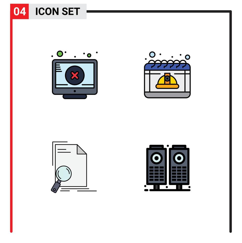 pack d'icônes vectorielles stock de 4 signes et symboles de ligne pour l'analyse d'écran attention fichier de travail éléments de conception vectoriels modifiables vecteur