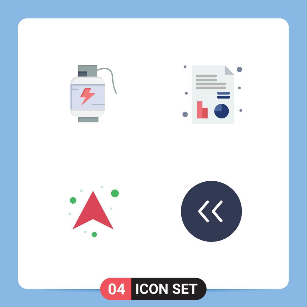 ensemble de 4 icônes vectorielles plates sur la grille pour l'accumulateur vers le haut des flèches du graphique de charge éléments de conception vectoriels modifiables vecteur