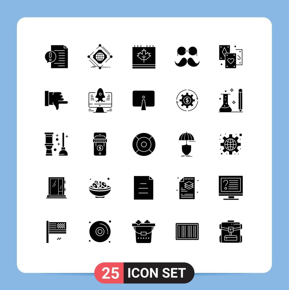 ensemble de 25 symboles d'icônes d'interface utilisateur modernes signes pour movember moustache net feuille canada éléments de conception vectoriels modifiables vecteur