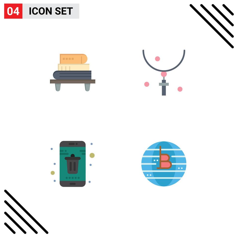 pack d'icônes plates de 4 symboles universels de livres d'applications de puissance halloween supprimer des éléments de conception vectoriels modifiables vecteur