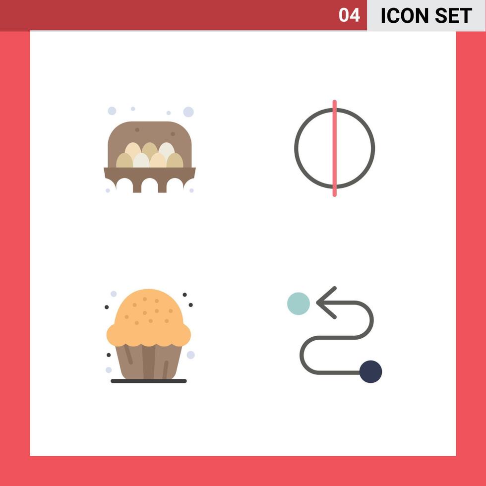 ensemble de 4 icônes plates vectorielles sur la grille pour l'agriculture dessert alimentaire qualité douce éléments de conception vectoriels modifiables vecteur