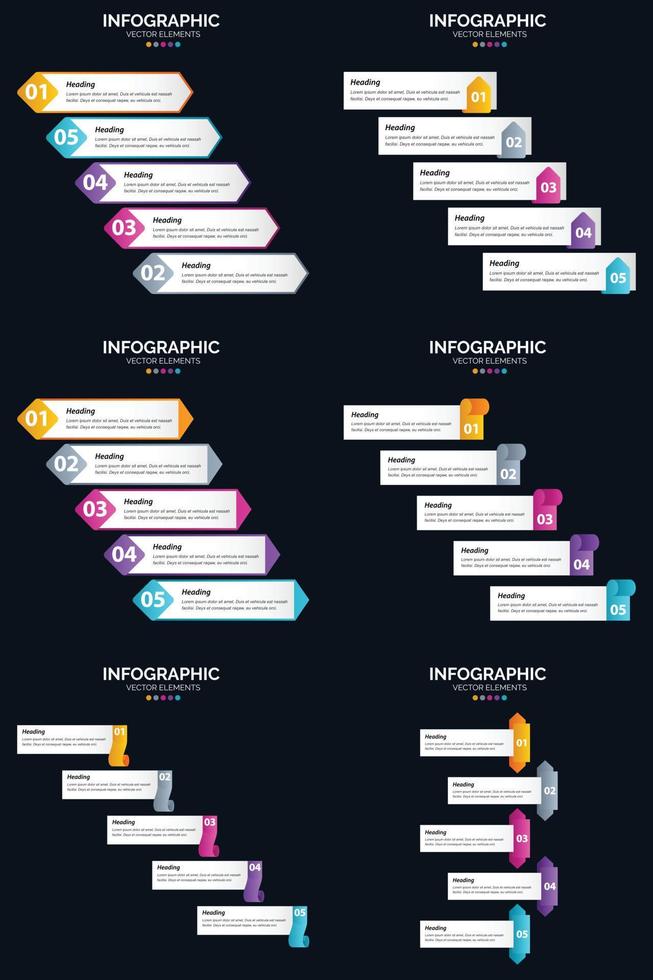 boostez votre entreprise avec ce modèle de présentation de pack d'infographies vectorielles 6 vecteur