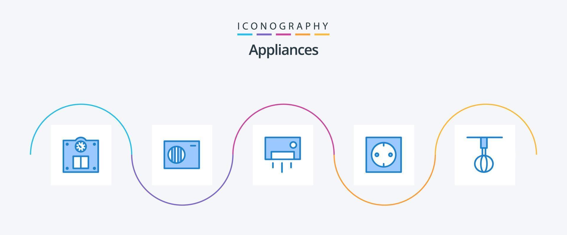 appareils électroménagers bleu 5 pack d'icônes, y compris les articles ménagers. appareils électroménagers. domicile. La technologie. électronique vecteur