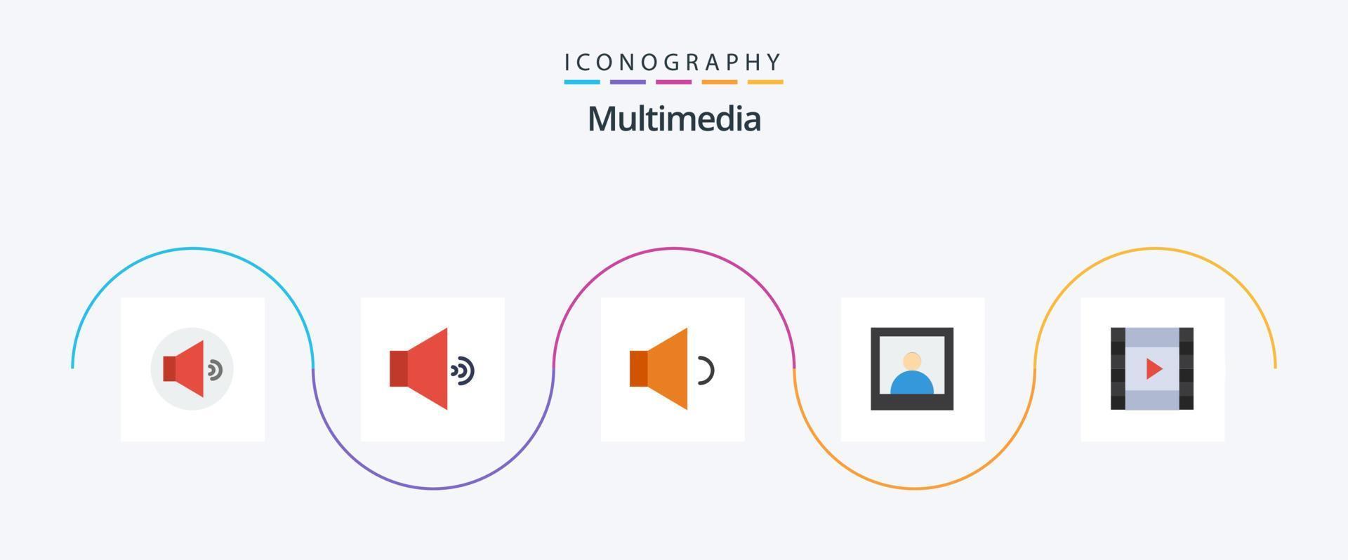 pack d'icônes multimédia plat 5 comprenant. vecteur