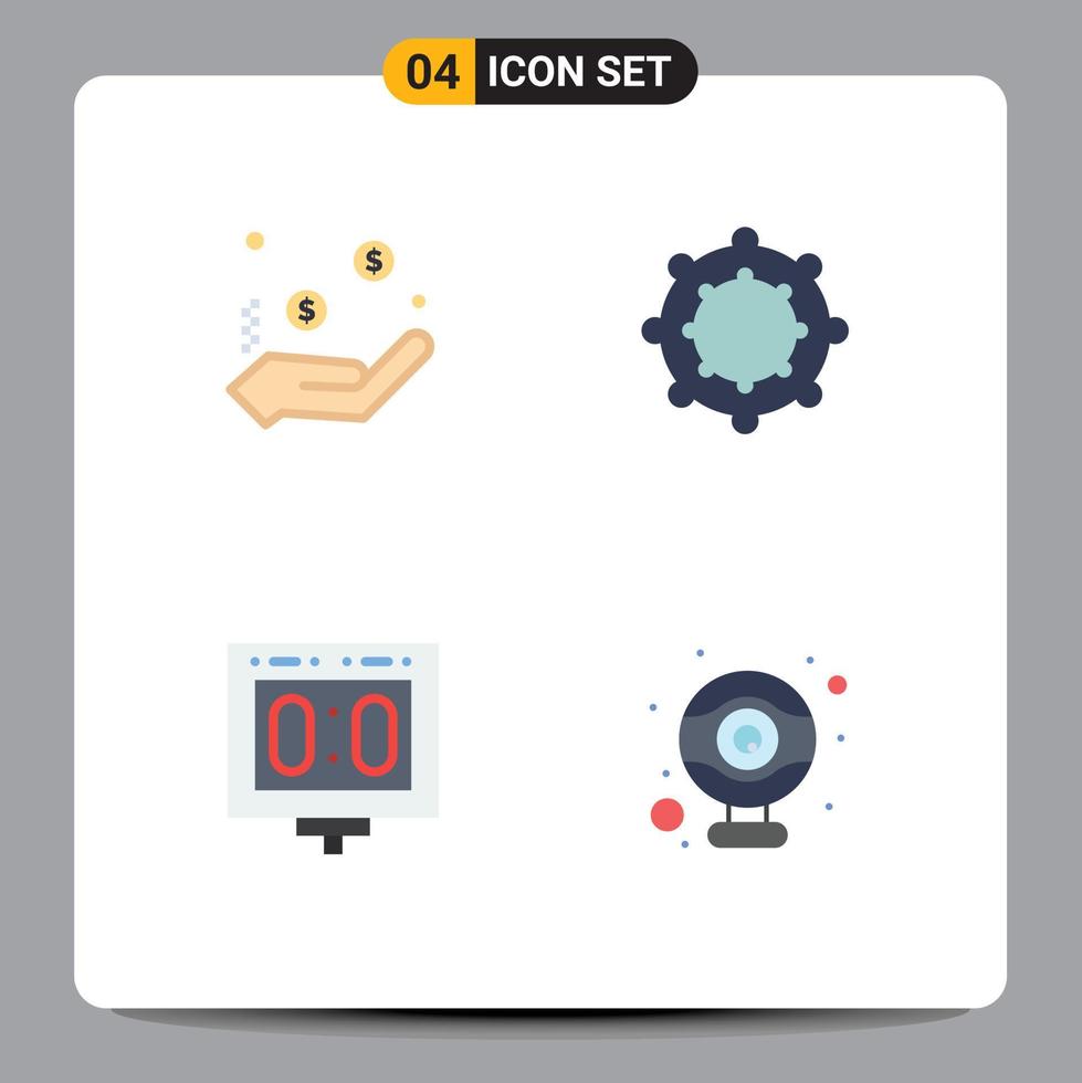 ensemble de 4 pack d'icônes plates commerciales pour la compétition de main de sport caritatif éléments de conception vectoriels modifiables par ordinateur vecteur