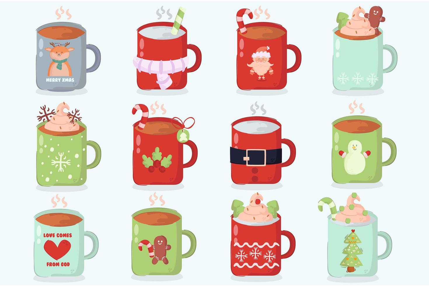 illustration de dessin animé de décoration de tasse de noël vecteur