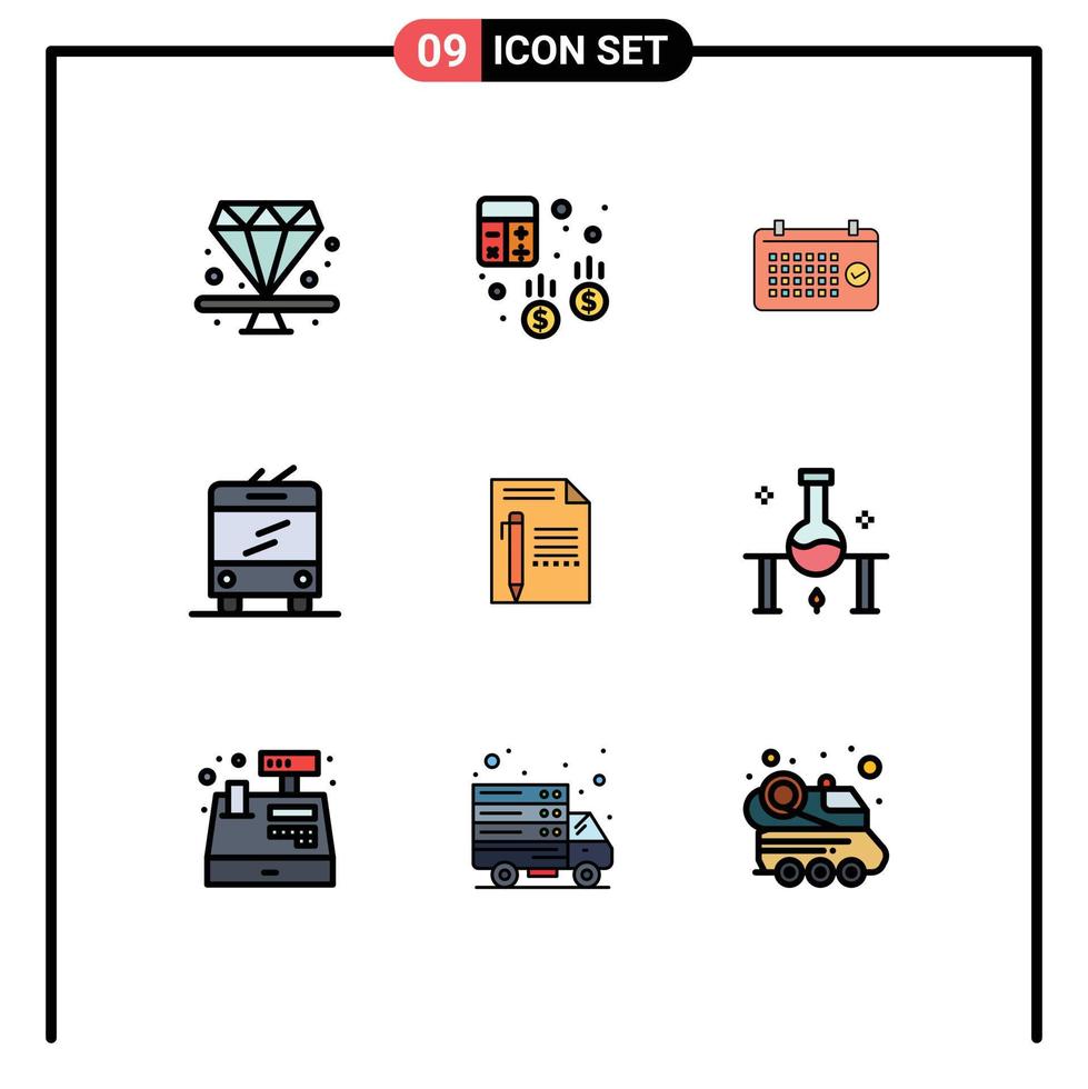 ensemble de 9 symboles d'icônes d'interface utilisateur modernes signes pour le chariot de documents finances année de bus éléments de conception vectoriels modifiables vecteur