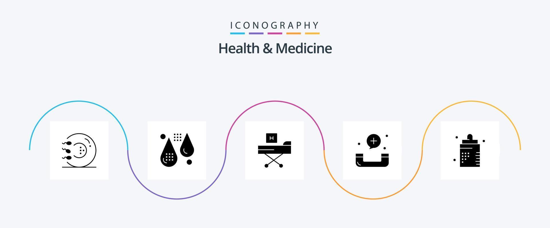 pack d'icônes glyphe 5 de santé et de médecine, y compris l'urgence. appel. aptitude. santé. aptitude vecteur