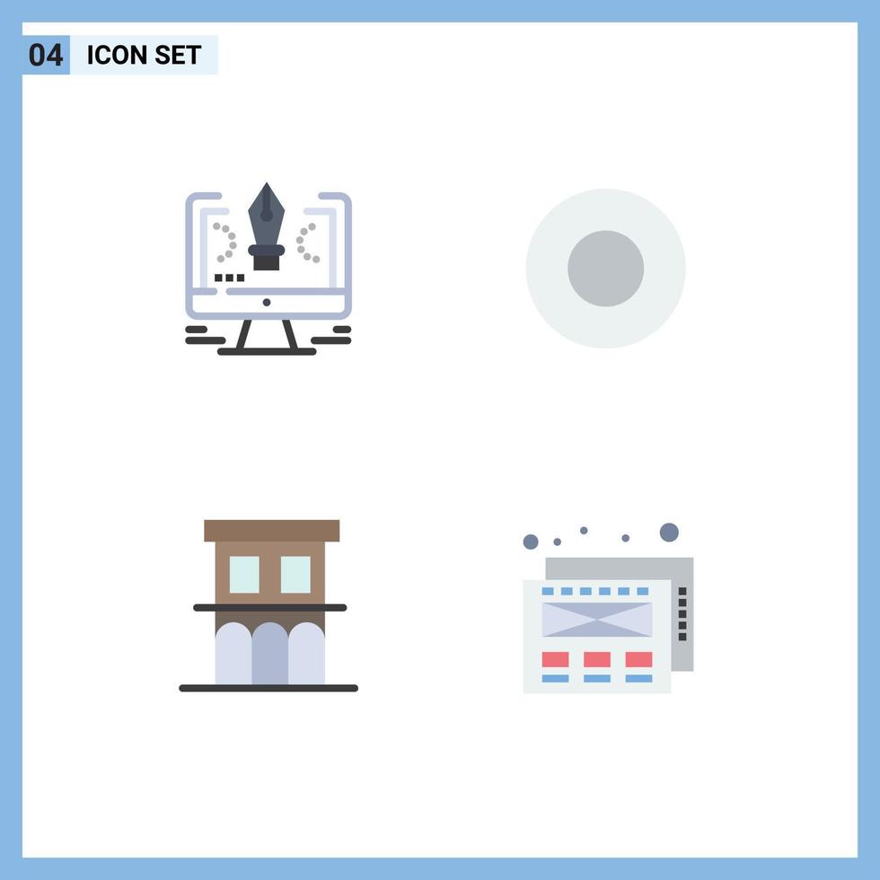 groupe de 4 signes et symboles d'icônes plates pour les éléments de conception vectoriels modifiables de la propriété de l'hôtel du logiciel immobilier vecteur