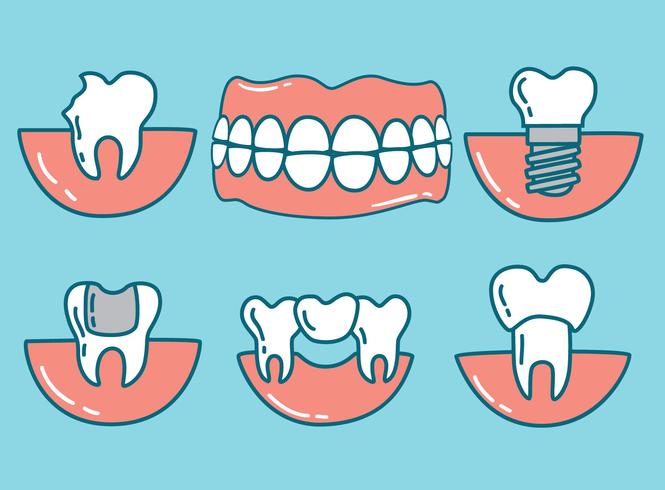 Vecteur de soins des dents dessinés à la main