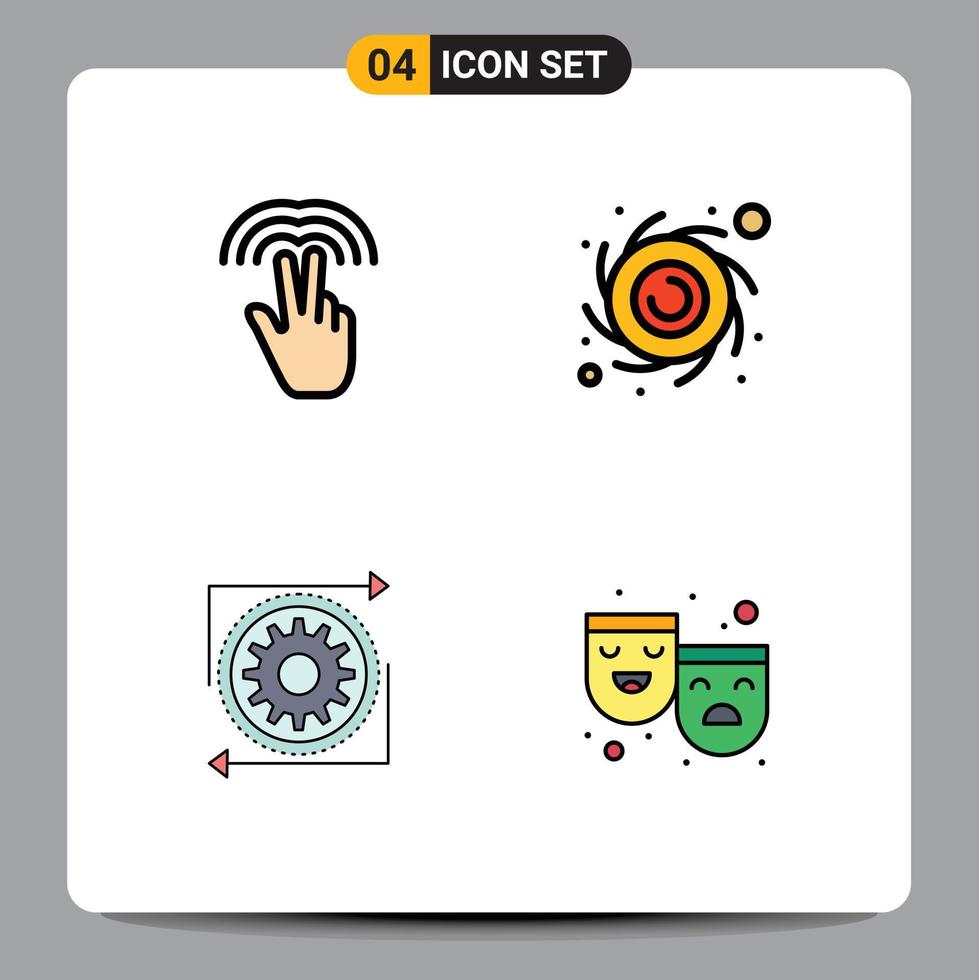 pack de 4 signes et symboles de couleurs plates modernes pour les supports d'impression Web tels que le double onglet de gestion planète processus éléments de conception vectoriels modifiables vecteur