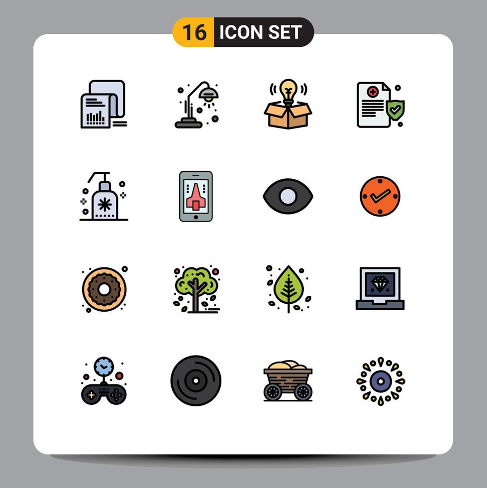 interface mobile ligne remplie de couleurs plates ensemble de 16 pictogrammes d'éléments de conception vectoriels créatifs modifiables légers d'éducation politique de mousse vecteur