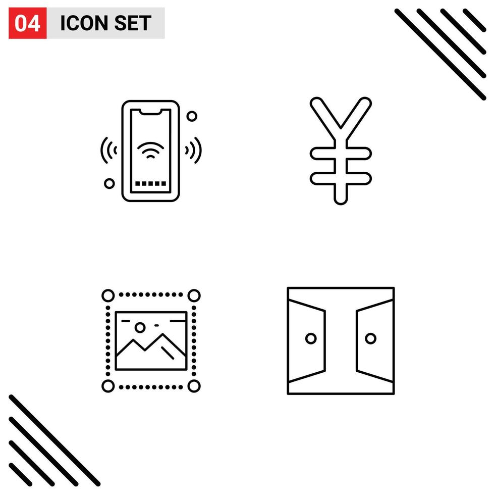 ensemble moderne de 4 couleurs et symboles plats remplis tels que la conception de téléphone connecter des graphiques financiers éléments de conception vectoriels modifiables vecteur