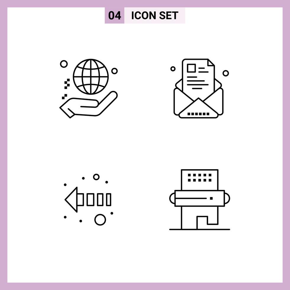 symboles d'icônes universelles groupe de 4 couleurs plates de ligne de remplissage modernes du profil de la main monde newsletter flèche éléments de conception vectoriels modifiables vecteur