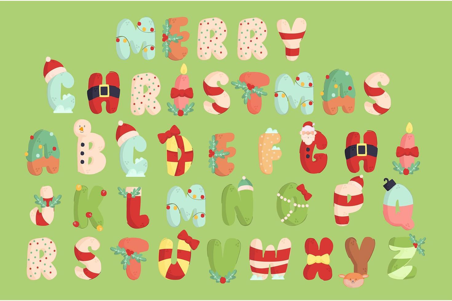 ensemble d'illustration alphabet de noël vecteur