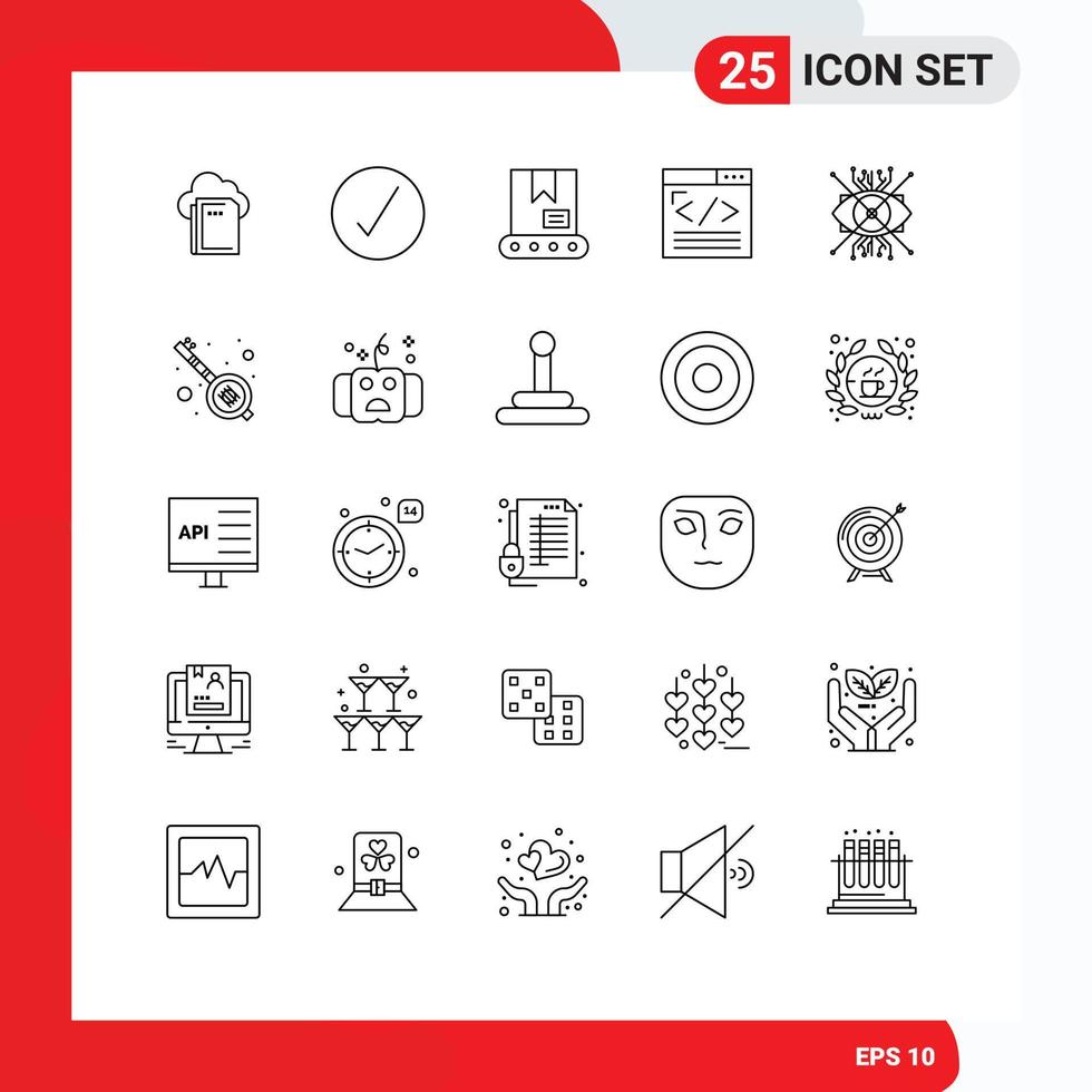 25 icônes créatives signes et symboles modernes d'augmentation développement web bulldozer conception web codage éléments de conception vectoriels modifiables vecteur
