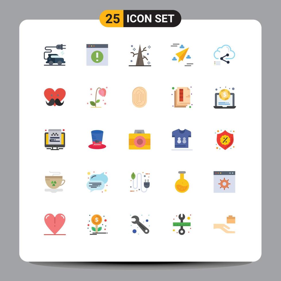symboles d'icônes universels groupe de 25 couleurs plates modernes d'éléments de conception vectoriels modifiables sur le papier d'automne mouche nuage vecteur