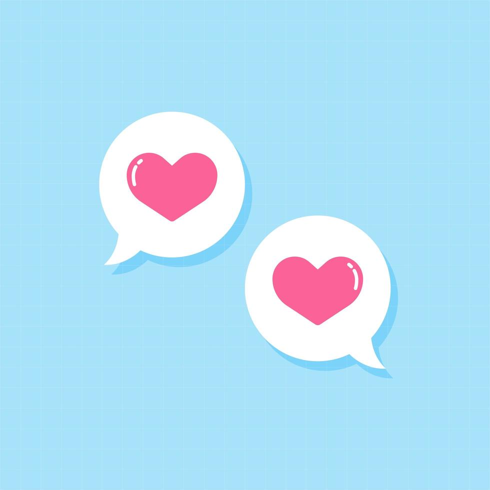 bulle qui envoie des messages d'amour les uns aux autres icônes vecteur