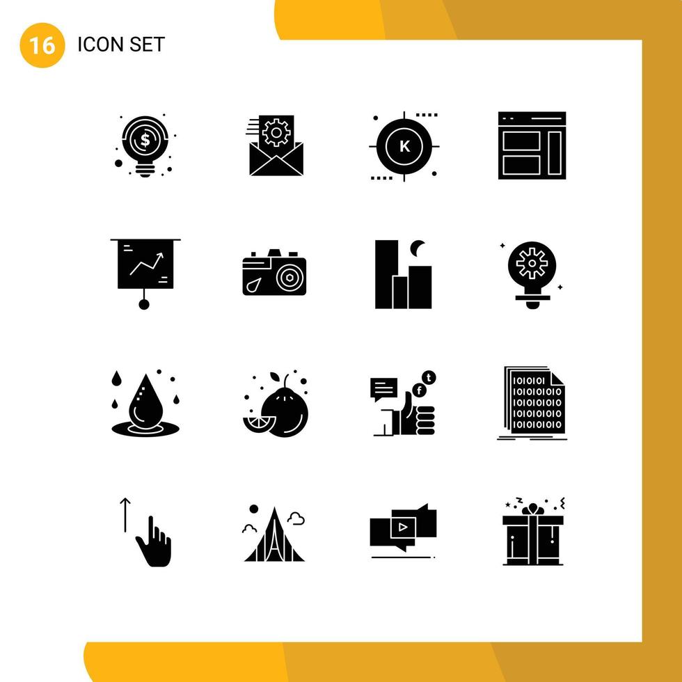 ensemble de 16 symboles d'icônes d'interface utilisateur modernes signes pour l'utilisateur droit moteur interface recherche éléments de conception vectoriels modifiables vecteur