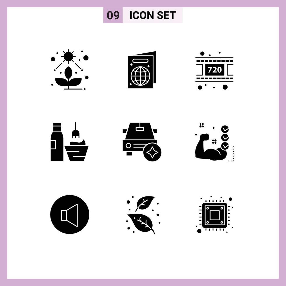 pack d'icônes vectorielles stock de 9 signes et symboles de ligne pour les accessoires de maquillage de bobine de voiture star toilettage éléments de conception vectoriels modifiables vecteur