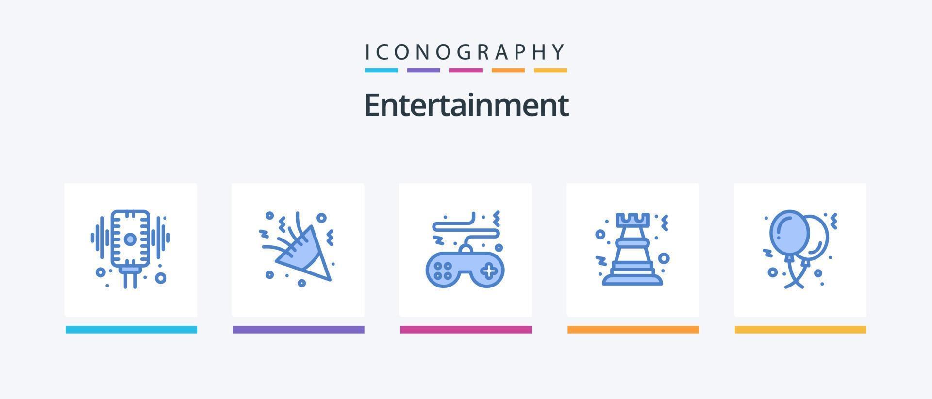 pack d'icônes de divertissement bleu 5, y compris le jeu. pion. décoration. jouer. console. conception d'icônes créatives vecteur