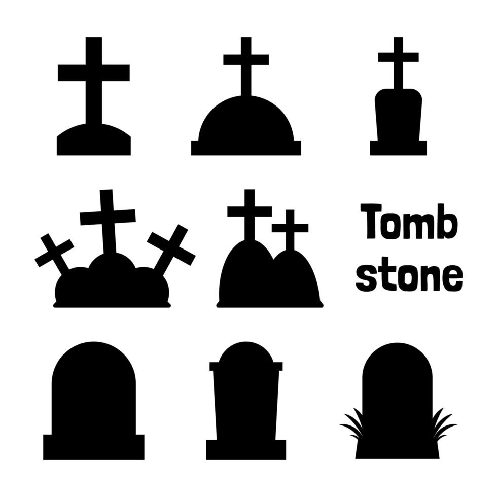 collection de silhouette de pierre tombale pour halloween vecteur