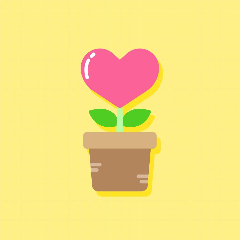 arbre en forme de coeur dans une icône de pot vecteur