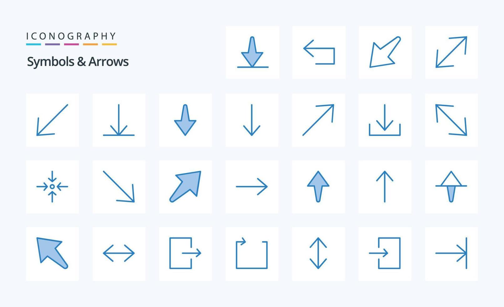 pack d'icônes bleues de 25 symboles flèches vecteur