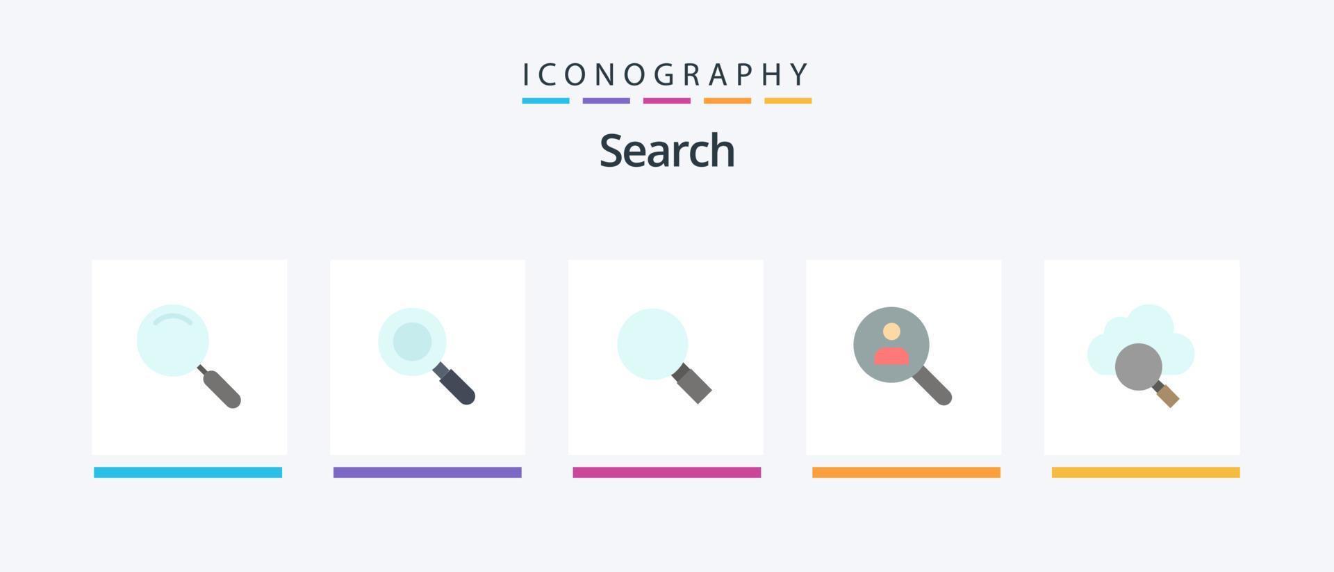 rechercher un pack d'icônes plat 5, y compris la recherche. recherche. voir. personnes. trouver. conception d'icônes créatives vecteur