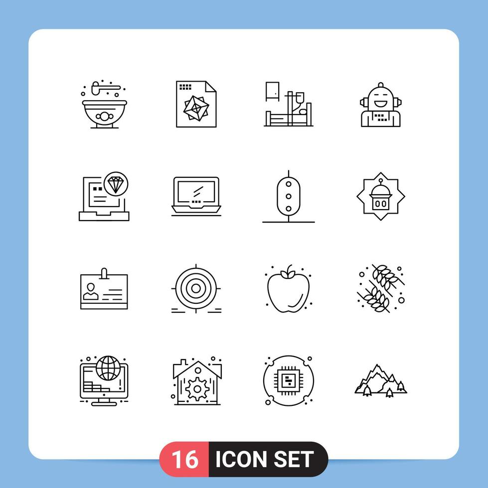 16 icônes créatives signes et symboles modernes de l'application de code médecine sentiment émotion éléments de conception vectoriels modifiables vecteur